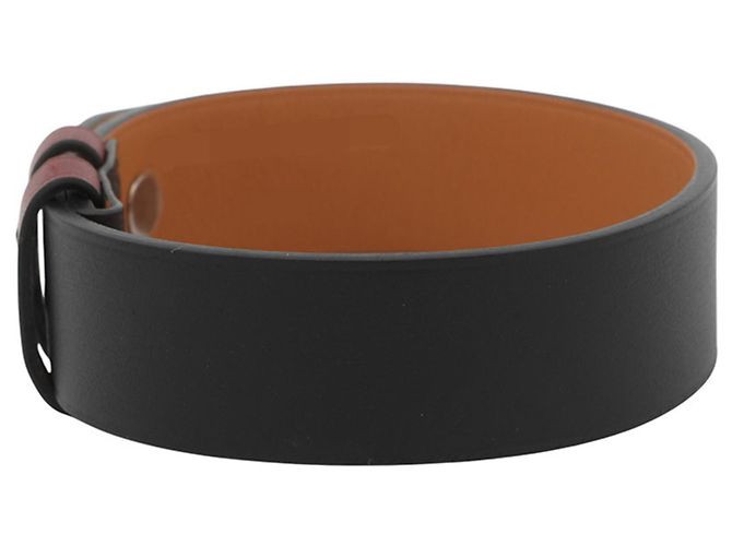 Hermès Bracciale charm in pelle nero e rosso Hermes - vista 3