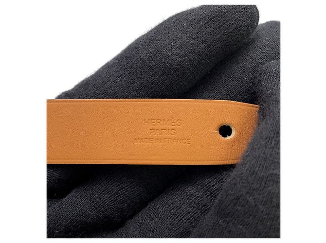 Hermès Bracciale charm in pelle nero e rosso Hermes - vista 9