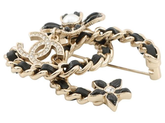 Spilla a Fiore con Strass Chanel Nero - vista 2
