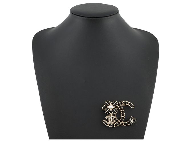 Spilla a Fiore con Strass Chanel Nero - vista 4