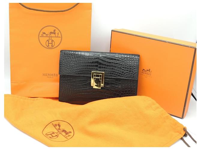 Hermès Pochette Alligator, Nero - vista 2