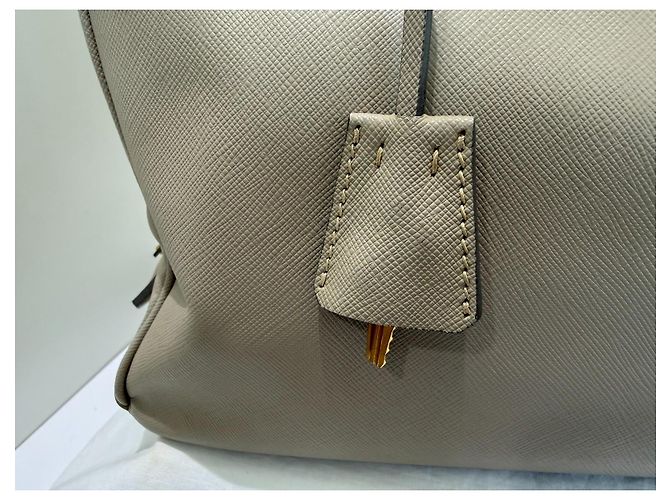 Prada Galleria Saffiano Borsa Tote Beige Gold hardware - vista 3