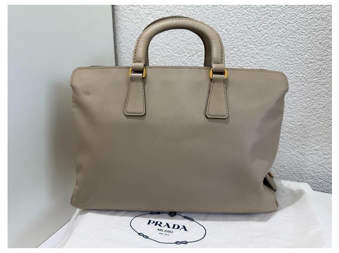Prada Galleria Saffiano Borsa Tote Beige Gold hardware - vista 4
