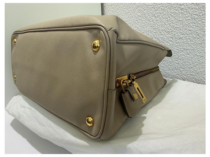 Prada Galleria Saffiano Borsa Tote Beige Gold hardware - vista 9