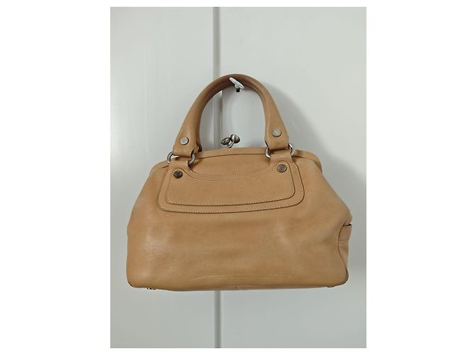 Céline Celine Borsa in pelle beige kiss-lock - vista 2