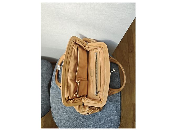 Céline Celine Borsa in pelle beige kiss-lock - vista 5