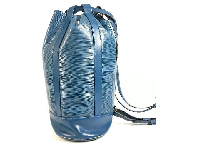 Borsa a Spalla Louis Vuitton Epi Randonee PM Blu - vista 3