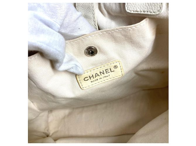 Borsa Tote Chanel in cotone avorio Crudo - vista 12