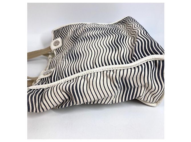 Borsa Tote Chanel in cotone avorio Crudo - vista 3