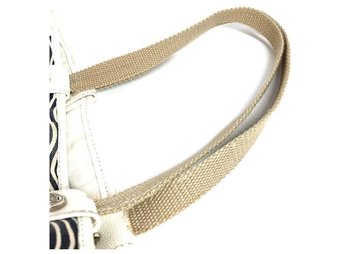 Borsa Tote Chanel in cotone avorio Crudo - vista 9