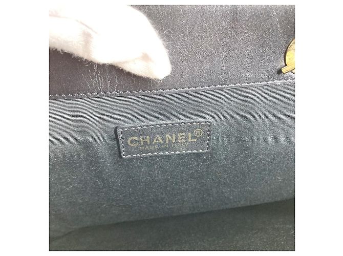 Chanel Vintage CC Coco Mark Logo Flat Shopper Bag Black White - view 11