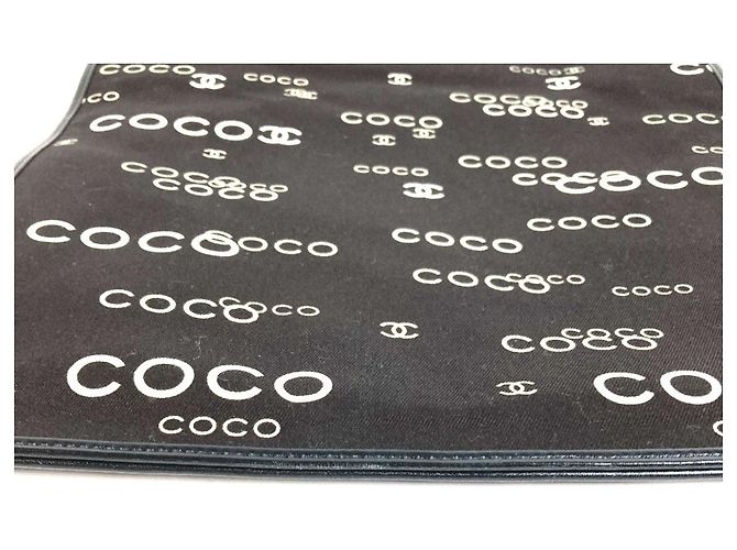 Chanel Vintage CC Coco Mark Logo Flat Shopper Bag Black White - view 5