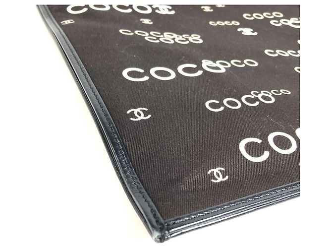 Chanel Vintage CC Coco Mark Logo Flat Shopper Bag Black White - view 6