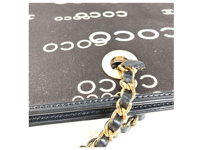 Chanel Vintage CC Coco Mark Logo Flat Shopper Bag Black White - view 9