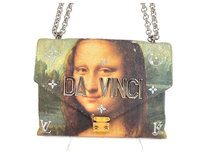 Borsa Louis Vuitton Masters Collection Mona Lisa Double Chain Rosa Multicolore - vista 3