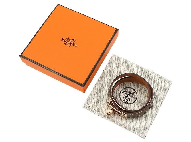 Hermès Bracciale Kelly Double Tour Hermes Taupe - vista 2