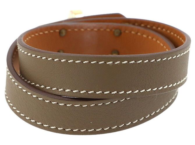 Hermès Bracciale Kelly Double Tour Hermes Taupe - vista 3