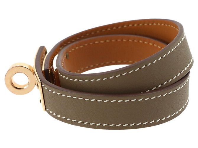 Hermès Bracciale Kelly Double Tour Hermes Taupe - vista 4