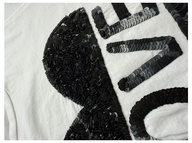 Essentiel Antwerp Camiseta Algodón Blanca Corazón Lentejuelas Negro Blanco - vista 4