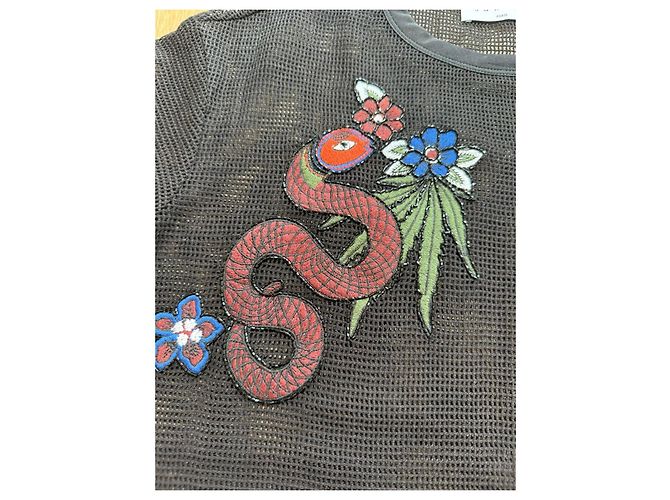 Sandro Top de malla negro bordado serpiente - vista 14