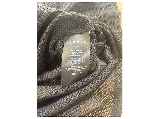 Sandro Top de malla negro bordado serpiente - vista 6