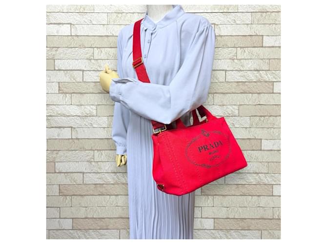 Borsa a tracolla tote Prada Canapa SS Rosso - vista 2