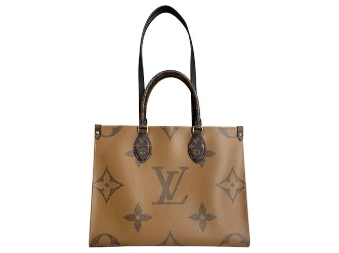 Borsa Tote Louis Vuitton OnTheGo MM Monogram Giant Marrone - vista 3