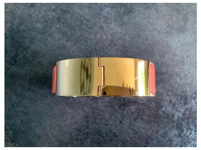 Hermès Bracciale Collier de Chien - Metallo Dorato e Smalto Peach Melba D'oro Corallo - vista 2