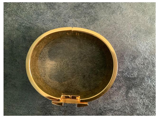 Hermès Bracciale Collier de Chien - Metallo Dorato e Smalto Peach Melba D'oro Corallo - vista 3