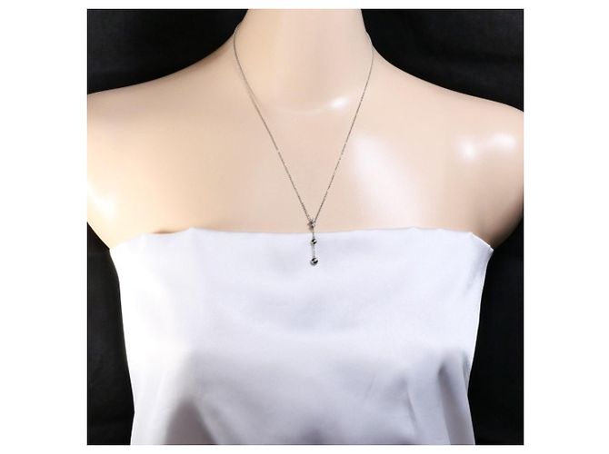Autre Marque Platinhalskette mit Diamantanhänger - Ansicht 5