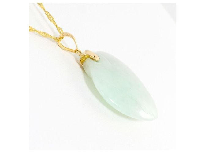 Autre Marque 14K Gelbgoldhalskette mit Jadeit Golden - Ansicht 2