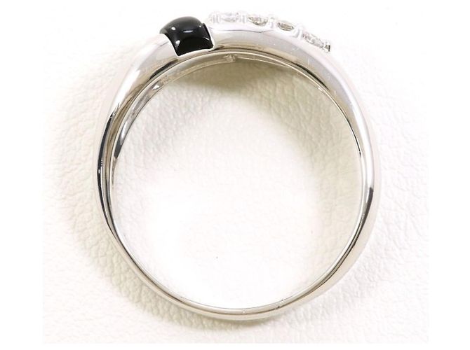 Autre Marque Platinring mit Onyx und Diamant - Ansicht 3