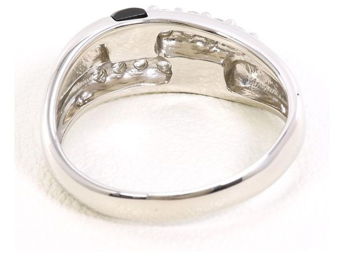Autre Marque Platinring mit Onyx und Diamant - Ansicht 4