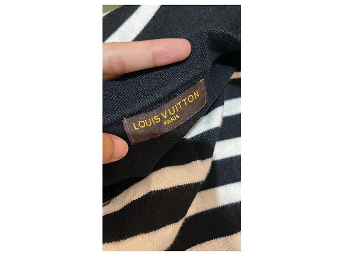 Louis Vuitton Cárdigan de punto rayado blanco y negro - vista 7