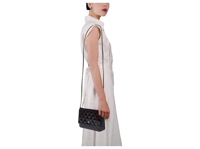 Borsa CHANEL Wallet on Chain in Pelle Nera - 103550 Nero - vista 12