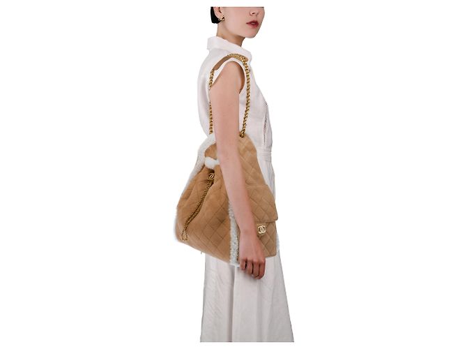 Borsa CHANEL in Suède Beige - 103532 - vista 12