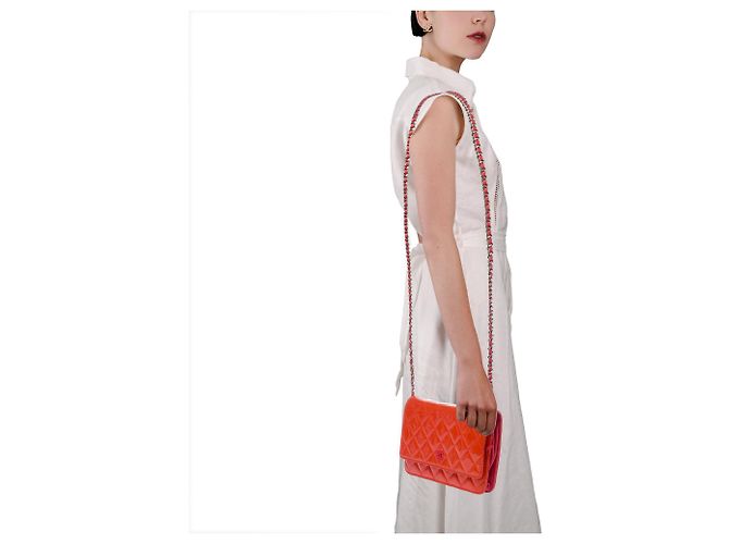 Borsa CHANEL Wallet on Chain in Pelle Arancione - 103541 - vista 11