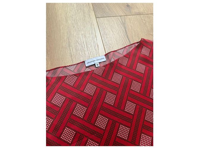 Jonathan Saunders Top de seda con estampado geométrico rojo Castaño Blanco Roja - vista 4