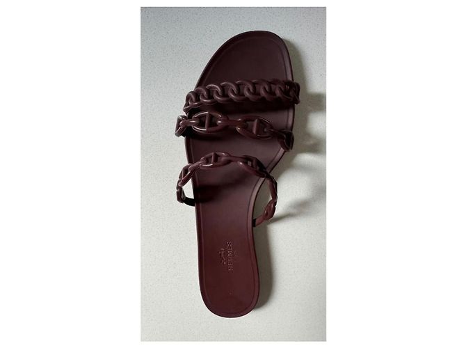 Hermès Rivage Mules de caucho burdeos - vista 4