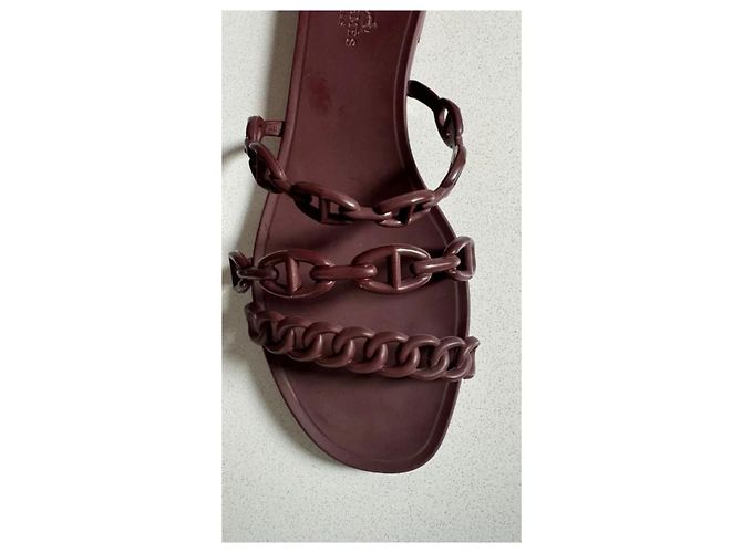 Hermès Rivage Mules de caucho burdeos - vista 5
