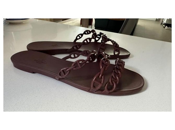 Hermès Rivage Mules de caucho burdeos - vista 6