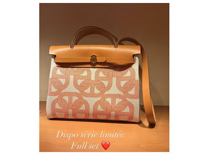 Hermès Borsa Herbag Zip 31 Reversibile Ecru Chaine d'Ancre Rosso Beige - vista 2