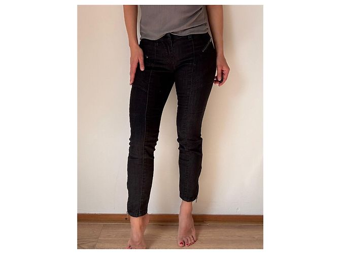 Autre Marque Pantalones biker Stefanel de denim negro - vista 2