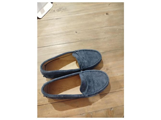 Mocassini Tod's Junior in camoscio blu - vista 2