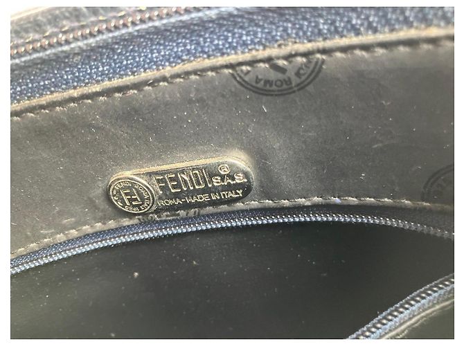Borsa a tracolla Fendi Zucca in tela nera Blu scuro - vista 5