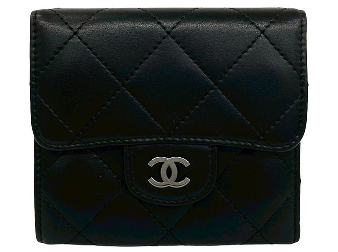 Cartera tríptico de piel de cordero Matelassé Coco Mark de Chanel Negro - vista 2