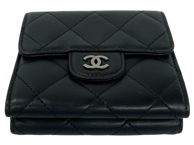 Cartera tríptico de piel de cordero Matelassé Coco Mark de Chanel Negro - vista 6