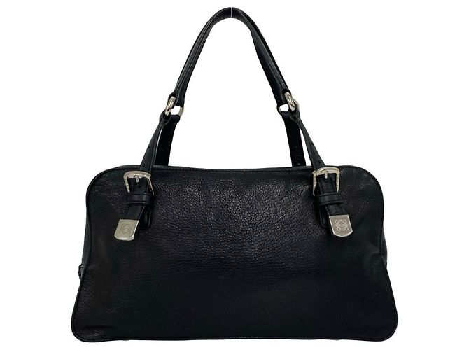 Loewe Anagram Logo Lederhandtasche mit Besatz Schwarz - Ansicht 3