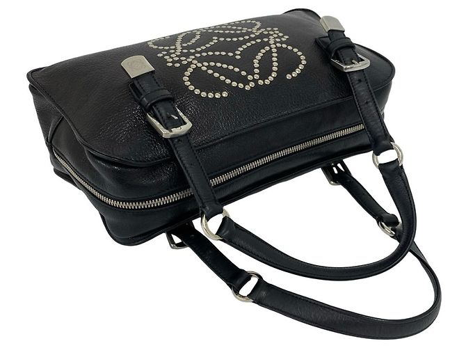 Loewe Anagram Logo Lederhandtasche mit Besatz Schwarz - Ansicht 4