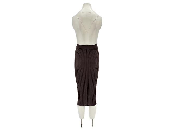 Falda midi de lana marrón Helmut Lang Castaño - vista 2